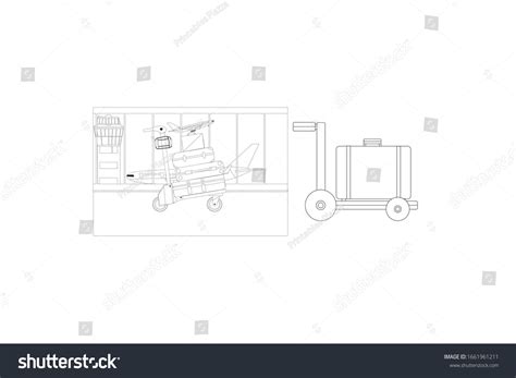 Trolley Airport Object Vector Outline Illustration Stock Vector (Royalty Free) 1661961211 ...