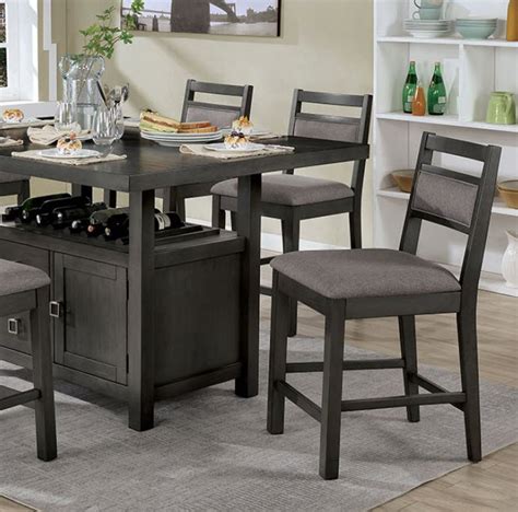 Vicky Storage Counter Height Dining Table with Wine Rack