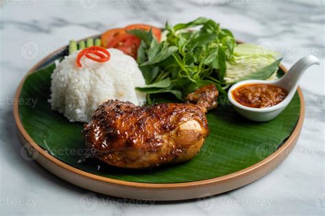 Grilled Chicken with rice,Nasi Ayam Bakar Lalapan,Authentic recipe of ...