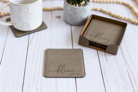 Custom Coaster Set, Personalized Gift, Modern Coasters, Personalized Wedding Coaster Monogrammed ...