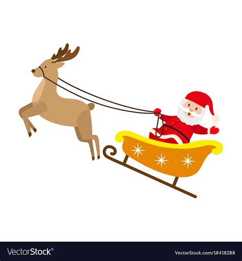 Santa claus riding reindeer christmas sleigh Vector Image