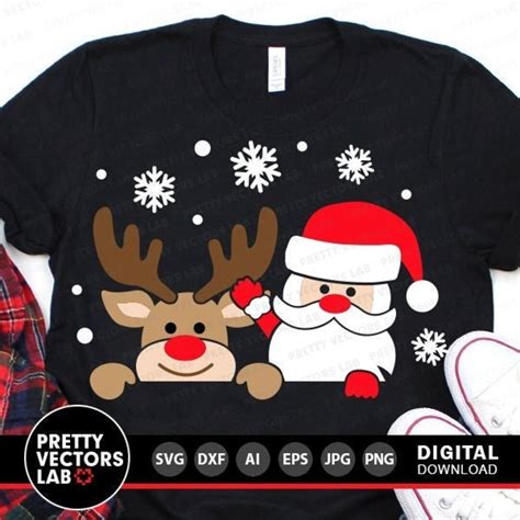 Santa Svg, Reindeer Svg, Christmas Cut Files, Santa Svg Dxf Eps Png, Kids Shirt Design, Baby ...