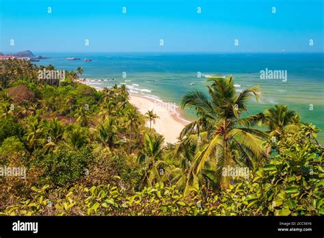 Goa beach aerial panoramic view in India Stock Photo - Alamy