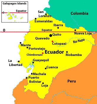 Equator In Ecuador Map - Map Of West