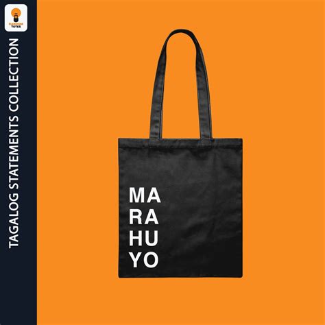 BLACK Tote Bag "MARAHUYO" available in Canvas or Woven (Tagalog Statements Tote Bag Collection ...