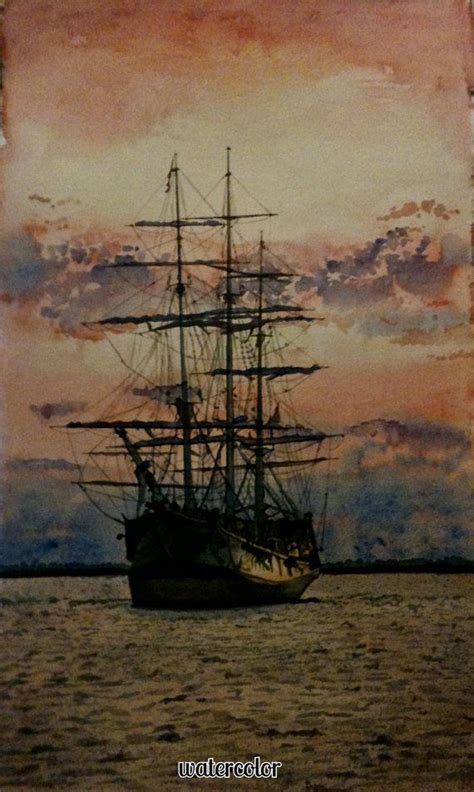 Water Color : Clipper ship watercolor print. Ship painting. Watercolor ...