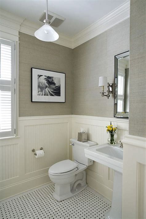 Chair Rail Molding Ideas for the Bathroom | RenoCompare #ChairRailIdeas | Traditional powder ...