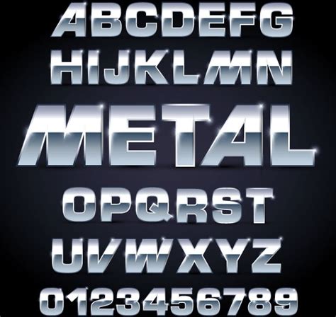 Metal texture font design 01 vector Vectors graphic art designs in editable .ai .eps .svg format ...