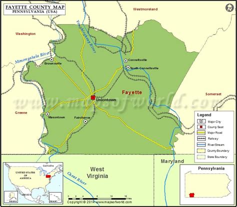 Fayette County Map, Pennsylvania