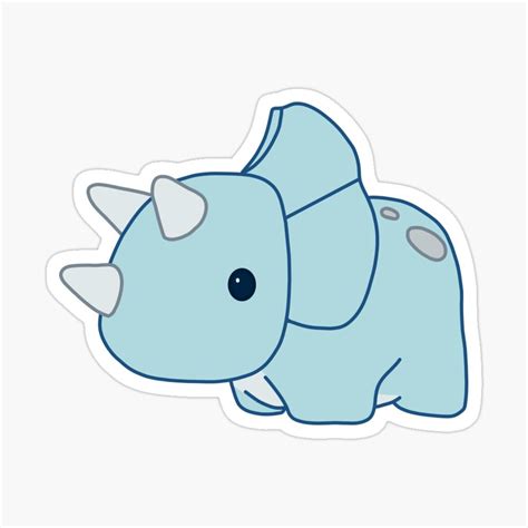 "Blue Triceratops Dinosaur" Sticker for Sale by thicker than a sticker ...