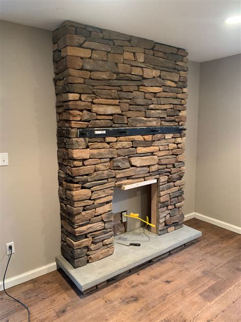 Stone Fireplace with Barn Wood Mantel DIY - Making A Space