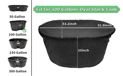 Amazon.com: Stock Tank Cover for 100 Gallon, Oval Water Tank Cover, Made of 420D Waterproof and ...