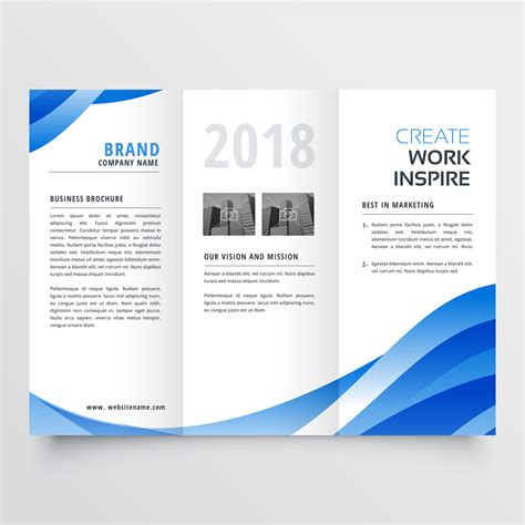 creative tri-fold brochure design template with trendy wave styl - Download Free Vector Art ...