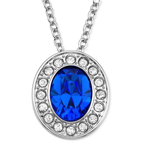 Swarovski Rhodiumplated Sapphire Crystal Pendant Necklace in Blue ...