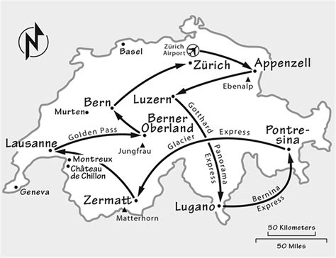 Train Map Of Northern Italy And Switzerland