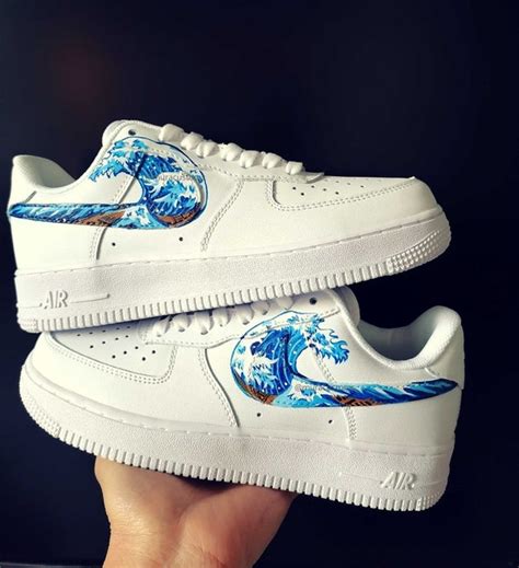 Custom Nike Air Force One Kanagawa Great Wave AF1 Custom | Etsy