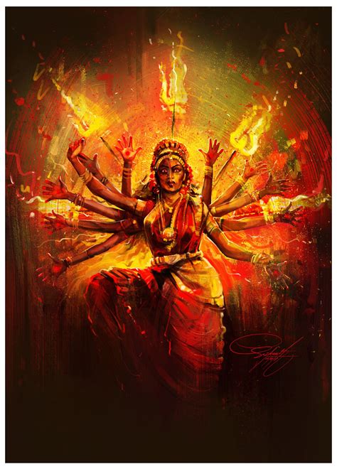 ArtStation - Durga, Srikanth M | Durga, Durga painting, Shakti goddess