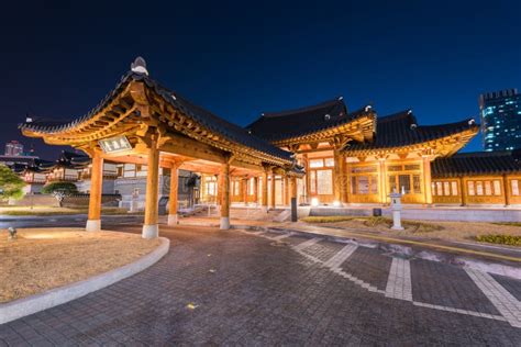 Incheon,Traditional Korean Style Architecture at Night in Incheon,Korea ...