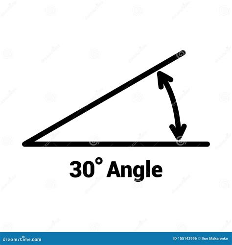 Icône D'angle De 30 Degrés, Icône D'isolement Avec Le Symbole D'angle Et Texte Illustration de ...