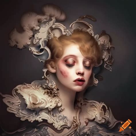 Surrealist baroque rococo style artwork in the clouds