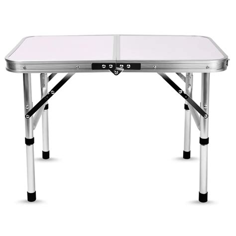 Aluminum Folding Camping Table Laptop Bed Desk Adjustable Height Portable Mini Rectangle Table ...