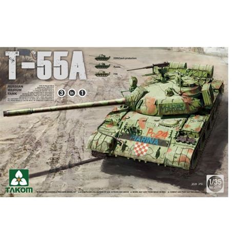 Takom TAK2056 1:35 Russian Medium Tank T-55A 3 in 1 Model Military Kit