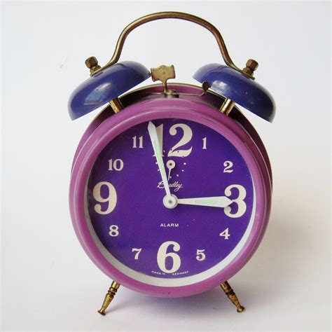 Vintage 60s 70s Purple Bradley Novelty Alarm Clock