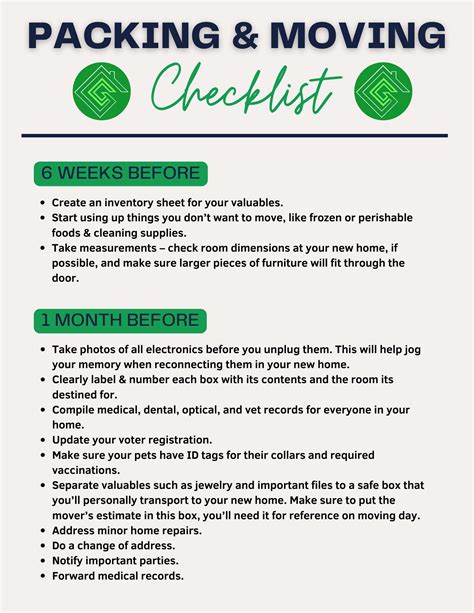 Packing & Moving Checklist — Great GA Realty