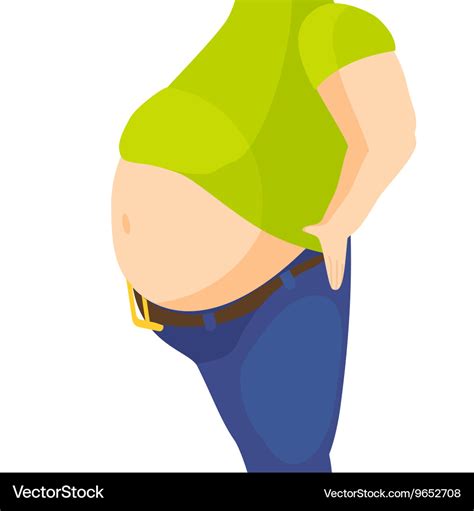 Abdomen fat overweight man with a big belly Vector Image