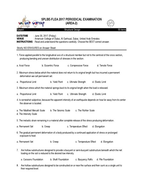 Structural Design Questionnaire | PDF | Deformation (Engineering ...