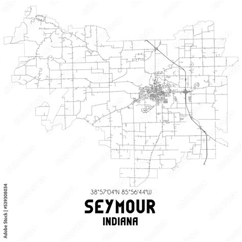 Seymour Indiana. US street map with black and white lines. Stock ...