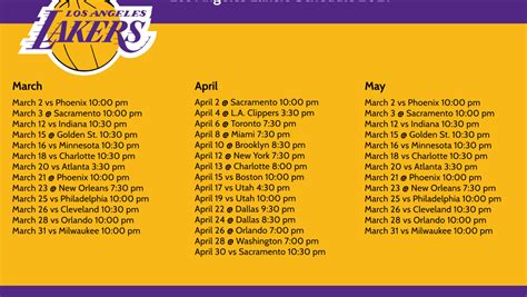 2022 Lakers Schedule