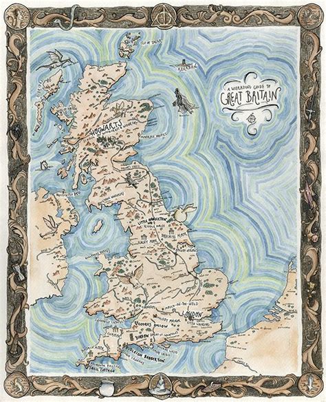 A Wizarding Guide to Great Britain Map from Broke Friends in 2021 | Map ...