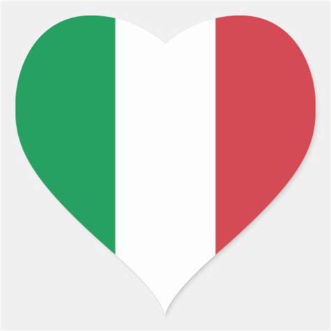 Italy/Italian Heart Flag Heart Sticker | Zazzle