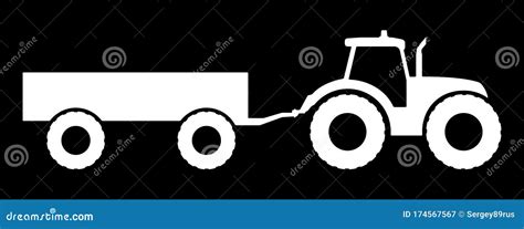 Silhouette Of A Tractor With A Trailer. Stock Vector - Illustration of ...