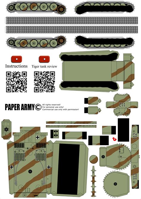 Paper tank model kit Tiger WWII cardboard tank model | Carros militares ...