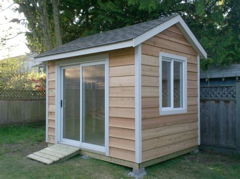 This is an 8x10 Shed with cedar siding with a sliding door | Backyard sheds, Backyard shed ...