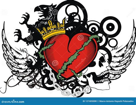 Heraldic Griffin Red Heart Tattoo Crest Insignia Stock Vector ...