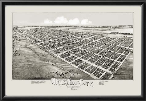 Oklahoma City OK 1890 Restored Map | Vintage City Maps