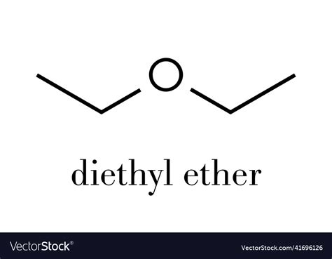 Diethyl ether solvent molecule skeletal formula Vector Image