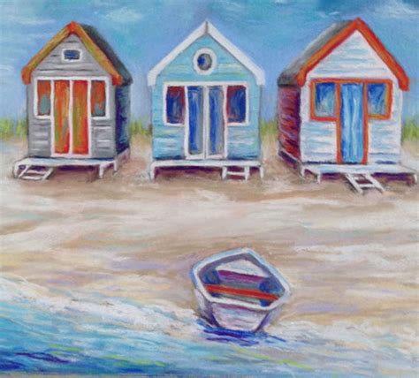 Beach Huts Painting by Kay Moore | Artfinder