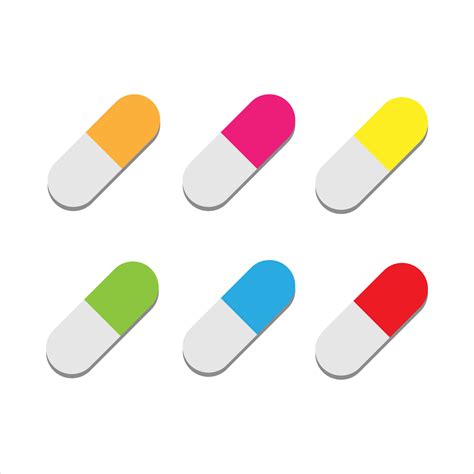 Set of color medical pills. Vector icon. Cartoon minimal style. Medical ...