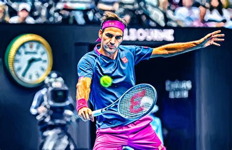 Roger Federer backhand at Australian Open 2020. Digital | Etsy