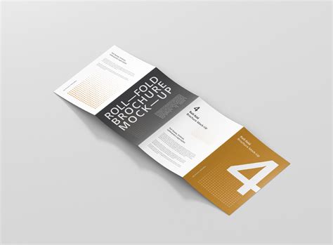 Roll-Fold Brochure Mockup Din A4 A5 A6 - Premium and Free Mockups