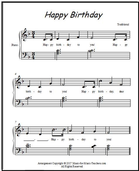 Happy Birthday Free Sheet Music for Guitar, Piano, & Lead Instruments ...