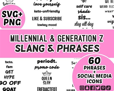 Millennial/generation Z Slang & Phrases | Etsy