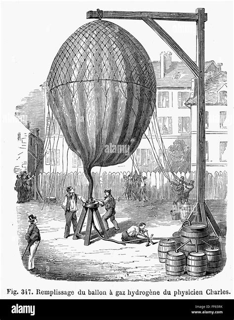 HYDROGEN BALLOON, 1783. /nFilling Jacques Alexandre Cesar Charles' balloon with hydrogen gas ...