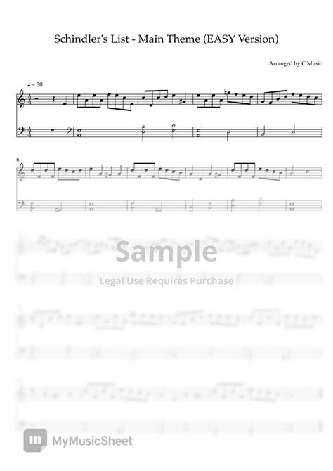 John Williams - Schindler's List Main Theme (Easy Version) Sheets by C ...