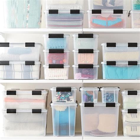 Weathertight clear storage bins for closet organization. | Container ...