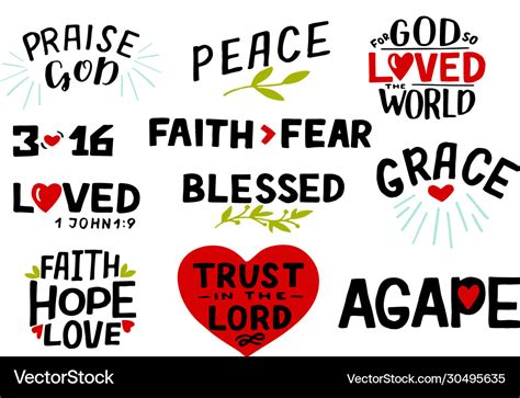 Logo set with bible verse faith hope love trust Vector Image